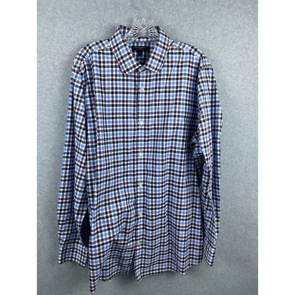 Banana Republic‎ Shirt Mens XL Blue Checks Long Sleeve Button Up Classic Preppy